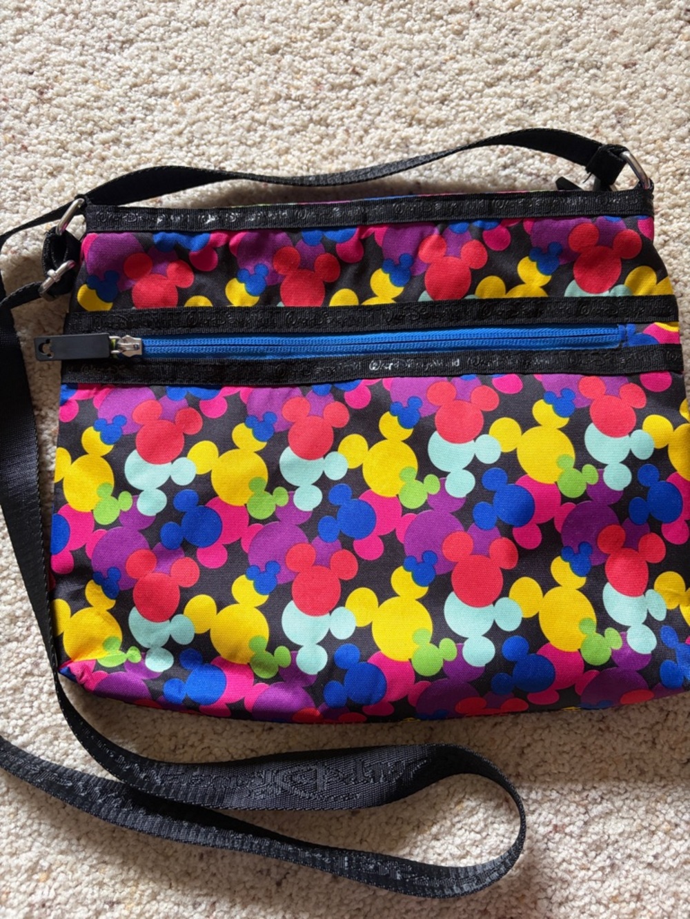 Disney Black Crossbody with Multicolor Mickey Silhouettes